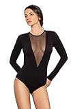 Evoni Damen Body In Schwarz Langarmbody Ballettbody Damen Oberteil Gr.XL=42