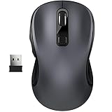 TedGem Kabellose Maus, Wireless Maus 2.4G Funkmaus, Tragbar mit USB-Nano-Empfänger, 6 Tasten, 3 einstellbare DPI 1600/1200/800 für Laptop & PC, kompatibel mit Microsoft & macOS, Grau