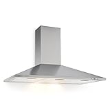 Klarstein TR90WS - Dunstabzugshaube, 90 cm Abzugshaube, bis zu 340 m³/h Abluftleistung, 3 x Filter, Edelstahl, 2 x 20W Halogen-Leuchtmittel, zur Wandmontage geeignet, silber