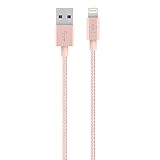 Belkin Metallic Lightning-/USB iPhone Ladekabel (geeignet für iPhone 11, 11 Pro, 11 Pro Max, XS, XS Max, XR, X, 8/8 Plus und andere Geräte (1,2 m)) pink