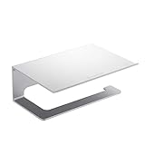 Wangel Toilettenpapierhalter mit Regal für Mobiltelefon, ohne Bohren, Patentierter Kleber + Klebestreifen, Aluminum, Matte Finish
