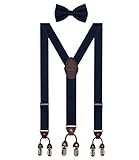 Aissy 3 WAY TO WEAR Hosenträger für Herren 3.5cm Y-Form Elastisch und Längenverstellbar Hosenträger Breit mit 6 starken Clips und Fliege GBlau K