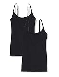 Amazon-Marke: Iris & Lilly Damen Unterhemd, 2er Pack, Schwarz (Black), L, Label: L