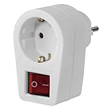 Hama Steckdose mit 2-poligem Schalter Steckdosenadapter schaltbar Stromsparen mit erhöhtem Berührungsschutz 230V 16A weiß