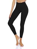 KOJOOIN Damen Sporthose High Waist Sport Leggings mit Taschen Figurformende Yoga Leggings für Freizeit Fitness Schwarz XL