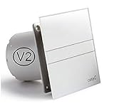 CATA E-100GT inkl Rückschlagventil V2 Badlüfter Raumventilator/weiß echtes Glasfront Timer/Nachlauf 115 m³/h (Weiß Glasfront)