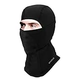 Sturmhaube mit atmungsaktivem Filter, doppeltem Ohrenschutz, Winddichte Balaclava für Ski Motorrad Fahrrad [Schwarz]