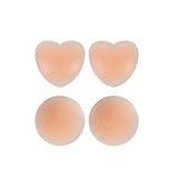 KQueenStar Nipple Cover - Silikon Nippelabdeckung Gel Brustwarzenabdeckung Selbstklebend & Wiederverwendbar Brust Aufkleber unter BH (Heart + Circle A)