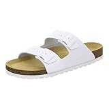 AFS-Schuhe 3100 Bequeme Pantoletten für Herren Leder, Hausschuhe Arbeitsschuhe, Made in Germany (46 EU, Weiß)