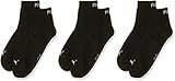 PUMA Plain Quarter Socke, Schwarz (Black), 39-42, 3 Paar