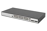 DIGITUS Gigabit Ethernet Netzwerk-Switch - 19 Zoll - 24 Ports - 4 x Uplink (SFP/RJ45) - Layer 2 Managed - CLI-Port - Schwarz