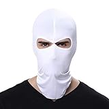Fenti Gesichtsschutzmaske / Facekini aus Lycra mit 2 Ausschnitten, Einheitsgröße, für Extremsport / Ski / Surf / Fahrrad / Motorrad / Airsoft / Paintball L weiß