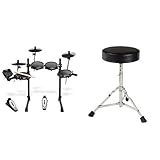 Alesis Turbo Mesh Kit - E Schlagzeug Elektronisch / 7-teiliges E Drum Set mit Mesh-Heads, Drumsticks, Drum Key & XDrum Schlagzeughocker Semi (Höhenverstellbar 50-64cm, drei Standbeine mit Gummifüßen)