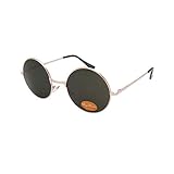 CHICNET Hochwertige Damen Herren Sonnenbrille Rundglas Hippie John-Lennon Brille 400UV rund, runde Gläser, langer Steg, aus Metall und Acryl, verspiegelt und getönt (grün)