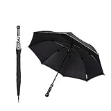 Sicherheitsschirm mit Videokurs „Selbstverteidigung mit dem Regenschirm“ | Extrem stabil, Wind + Sturm sicher | Verteidigungs Herren Schirm Sicherheit Regenschirm