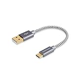 15cm Kurz USB C Kabel, CableCreation USB C Kabel, Geflochtene USB-C Ladekabel Datenkabel, Type C Schnellladekabel für Macbooks, Galaxy S8/S9 Plus/S20, Huawei P20/P30, Sony Xperia XZ/Z5, HTC10 usw. Grau