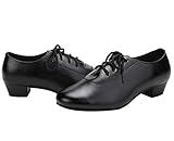 Modern Herren Schnürschuh Weich Tanzschuhe - Absatz Leder Männlich Junge Ballsaal Jazz Tango Latin Laufsohle Tanzschuh (43 EU)