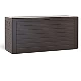 Auflagenbox Woody Holzoptik Deckel klappbar 120x46x57cm Kissenbox Gartenbox Garten Truhe Tischtruhe