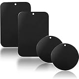 YGKJ 3M Kleber Metallplatte, 4 Stück Metallplättchen Selbstklebend Set für Magnet kfz Handyhalter fürs Auto Sehr Dünn Metallplatten für Handy und Tablet (2 Rechteckige und 2 Runden) (Schwarz)
