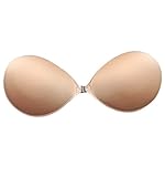 ALZORA Push Up Klebe BH selbstklebend trägerlos mit Spitze Farbwahl, 10268 (D Cup, Hautfarben)