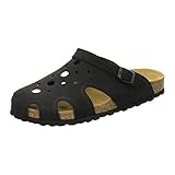 AFS-Schuhe 3093 Clogs Herren aus Leder, Bequeme Hausschuhe geschlossen, praktische Arbeits-Pantoffeln, modische Schlappen für zu Hause, Made in Germany (37 EU, schwarz)