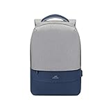 Rivacase ultraleichter Rucksack für Laptop 15,6 Zoll | Anti-Theft | Auch geeignet für das Fitnessstudio oder Kurztrips Uni Reisen Schulrucksack für Arbeit Schule | Blau-Grau
