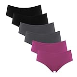 Fabio Farini Damen Pantys Bikini-Slips 4er & 6er Pack Mehrere Farben und Größen, 95% atmungsaktive Baumwolle 6er Pack Ohne Spitze Rot Grau Schwarz M