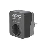 APC Surge Protector - PME1WB-GR -Steckdosenadapter mit Überspannungsschutz (1 Ausgangssteckdose, nur Steckdosen) Farbe: schwarz