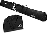 normani Skiset Kombi-Set Skisack 170 cm und 200 cm und Skischuhtasche für 1 Paar Ski + Stöcke + Schuhe + Helm + Accessoires Farbe Schwarz Größe 45 Liter / 200 cm