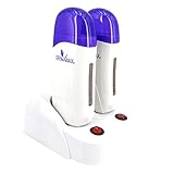 Dermawax Double Wachswärmer mit Station für 100 ml. Roll- on Warmwachs Wachspatronen zur Haarentfernung Enthaarung Waxing- Weiß- blau