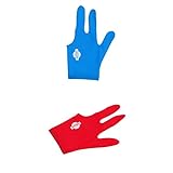 MagiDeal Spandex Snooker Billard Queue Handschuh Pool Left Hand Three Finger Zubehör, 2 Farben Blau Und Rot