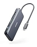 Anker USB-C-Hub, PowerExpand+ 7-in-1 USB-C-Hub-Adapter, mit 4K HDMI, Stromversorgung, USB-C-Datenanschluss, microSD- und SD-Kartenleser, 2 USB-3.0-Anschlüsse, für MacBook Pro, Pixelbook, XPS und mehr