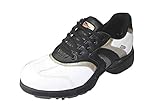 CrivitSports Herren Ganzjahres Allround Golfschuhe - hochwertiges Napaleder - Spikes COOLMAX (Schwarz/Weiß/Grau, 41)