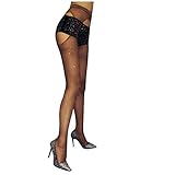 ZIYOU Frauen Sexy Oberschenkel High Mesh Netzstrumpf Offene weiche Strumpfhose Dessous Transparente Spitze Bodysuit Strumpfhosen(Braun, Freie Größe)