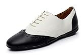 MINITOO Herren Gummisohle Leder Latin Ballsaal Tanzschuhe Oxford Schuhe Schwarz/Weib EU 40.5