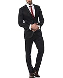 keskin collection Slim Fit Anzug Nachtschwarz Modisch Schwarz (54, Schwarz)