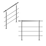 Edelstahl-Handlauf Geländer für Treppen Brüstung Balkon mit/ohne Querstreben (bis 1.0m inkl. 2 Pfosten 3 Querstangen)