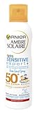 Garnier Sonnenspray LSF 50 für Kinder, Wasserfest und Sandabweisend, Ambre Solaire Kids Sensitive expert+ Anti-Sand Spray LSF 50+, 1 x 200 ml