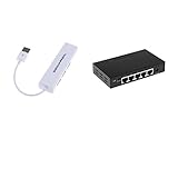 5 Ports RJ45 Hub Fast Ethernet Switch Gigabit Ethernet Splitter Verteiler (Plug-and-Play, bis zu 100MBit/s) + USB 2.0 zum RJ45 LAN Adapter mit drei USB 2.0-High-Speed-Ports und einen RJ45-Port
