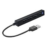 Speedlink SNAPPY Slim USB Hub - Passiver 4-Port Hub mit USB 2.0 - bis zu 480 Mbit/s - integrierter Stecker - Treiberlose Installation - schwarz