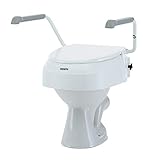 Toilettensitzerhöhung mit Armlehnen – Invacare Aquatec 900 Toilettensitzerhöhung mit Deckel – Erhöhte Toilettensitze für ältere Menschen – weiß – erhöht den Sitz um 100 mm