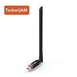 Tenda U6 WLAN USB Adapter/Dongle (TurboQAM, 300 Mbit/s, 6 dBi OFC-Antenne, Beweglich, Reichweitenstark, Universal Kompatibel, Hotspot) Schwarz