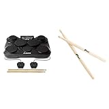 Alesis CompactKit 7 - E Schlagzeug Elektronisch mit 7 Drum Pads, Drumsticks, 2 Pedalen und 265 Drum Sounds & Tiger Music TDA28-WD Stöcke für Schlagzeug für Kinder