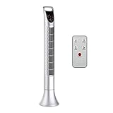 Klarstein Mount Everest Säulenventilator Standventilator Turmventilator, Energiesparend: 40 W, Oszillation 80°, Luftdurchsatz: 341,4 m³/h, Timer bis 7,5 Stunden, 3 Stufen, silber