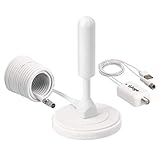 VSG® DVB-T2 Antenne mit leistungsstarkem & aktivem 36DBi Verstärker / 36DBi Power-Plus / ALU-Massivkern / DVB-T2 & DVBT2-HD / digital Ready / Magnetfuß & 5m Kabel / für alle DVB-T2 Geräte / Weiß