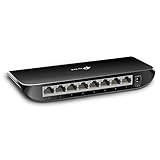 TP-Link TL-SG1008D 8-Port Gigabit-/Netzwerk Switch (bis 2000 MBit/s, geschirmte RJ-45 Ports, Autoabstimmung, Auto-MDI/MDIX, bis zu 80% Energie einsparen, Plug-and-Play Installation, lüfterlos) schwarz