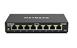 NETGEAR GS308E Switch 8 Port Gigabit Ethernet LAN Switch Plus (Plug-and-Play, Managed Netzwerk Switch mit IGMP Snooping, QoS und VLAN, lüfterlos, robustes Metallgehäuse)