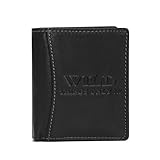 Wild Things Only !!! kleine Leder Herren Brieftasche Geldbörse Portemonnaie im Hochformat (Schwarz) - präsentiert von ZMOKA®