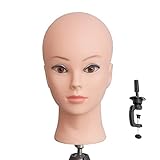 45,7 cm Mannequin Kopf 80% Echthaar Friseur Training Head Schraubenmännchen Kosmetologie Puppe Kopf (Tischklemme inklusive Ständer)