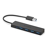 Anker Ultra Slim Extra Leicht 4 Port USB 3.0 Hub, Datenhub für MacBook, MacBook Air / Pro / Mini, iMac, MacPro, Windows Laptops und Ultrabooks, sowie PCs und mehr (Schwarz)